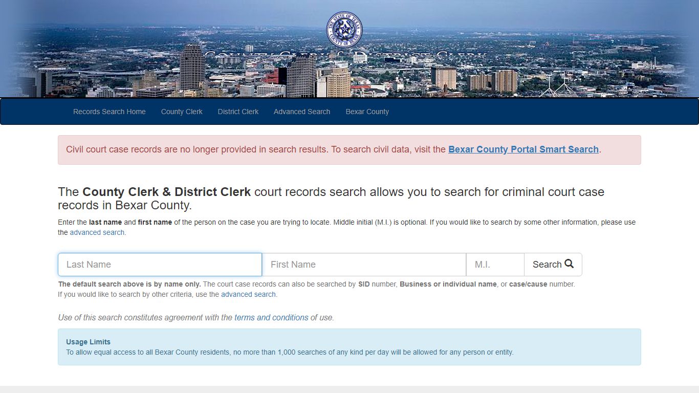 Court Records Search - Bexar County, Texas